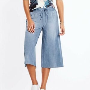 Casual Blue Wide-Leg Pants